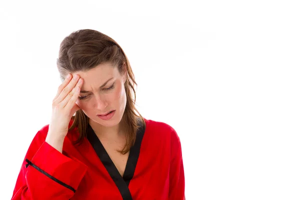 Modelo dor de cabeça confusa — Fotografia de Stock