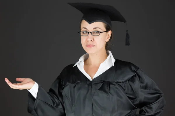 Student showcasing with hand — Stock Photo, Image