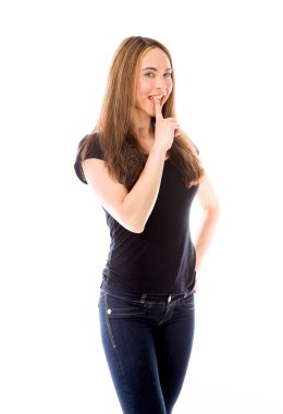 dudaklarında parmak ile model