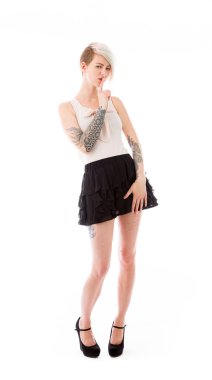 Dudaklar gizli parmağında ile model