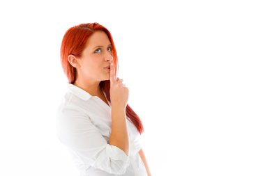 dudaklarında parmak ile model