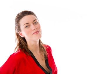 Mutlu gülümseyerek model