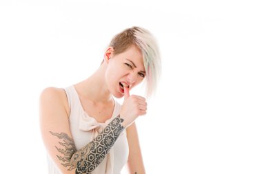 Gergin modeli parmak tırnak ısırma