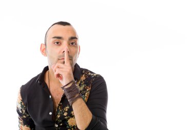 dudaklarında parmak ile model