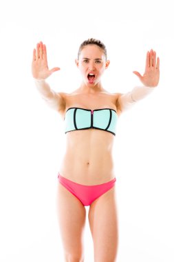 Her iki el ile model el dur işareti