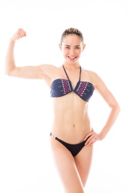 Güçlü model kol curl ile