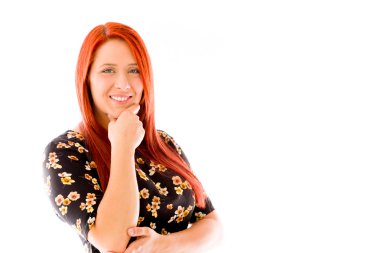 Çene üzerinde el ile modeli düşünme