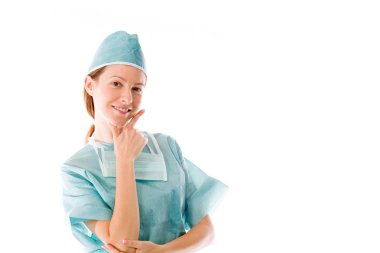 Doktor elle çene üzerinde düşünme