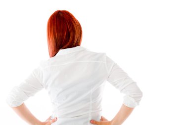 Kalçalarına ile modeli ayakta eller