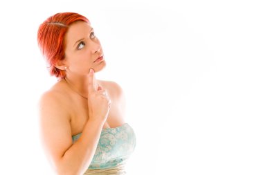 Çene üzerinde el ile modeli düşünme