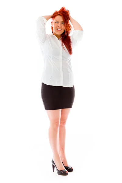 Gestresstes Model zieht an Haaren — Stockfoto