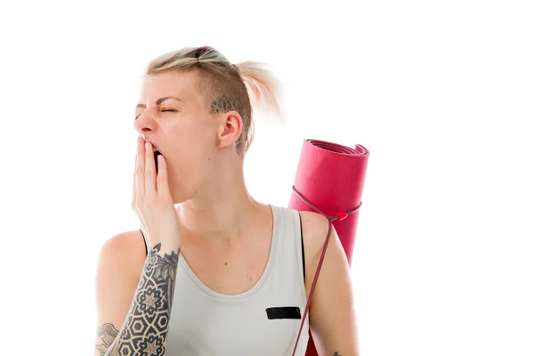 Tired Model bored yawning — Stock Photo, Image