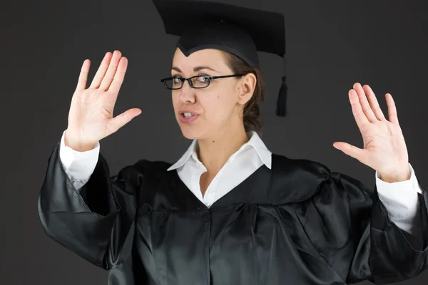 Student gesturing stop sign — Stock Photo, Image