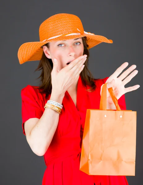 Model covering her mouth — Stock Photo, Image