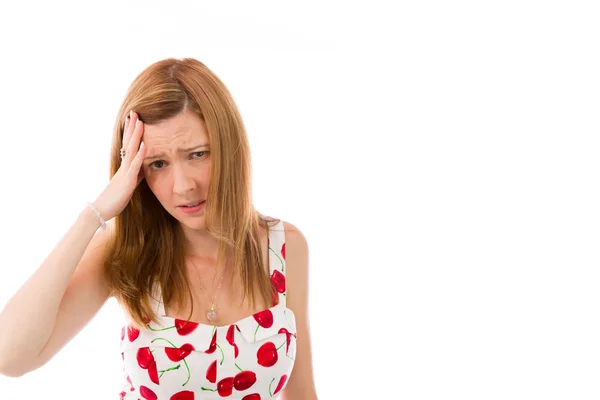 Frau verwechselt Kopfschmerzen — Stockfoto