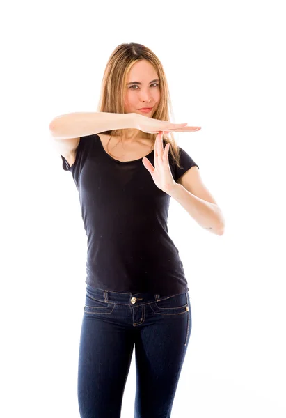 Modelo gestual sinal de ruptura — Fotografia de Stock