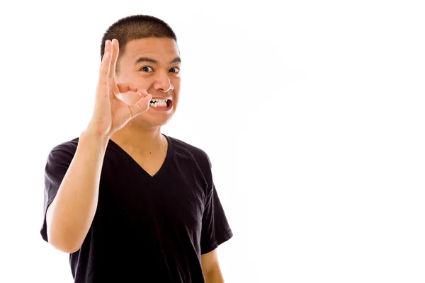 Model gesturing  ok sign — Stock Photo, Image