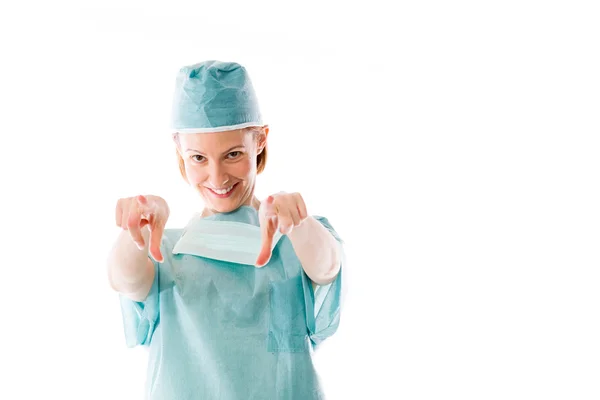 Doctora apuntando a la cámara —  Fotos de Stock