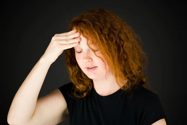 Model with confused headache — Stock Photo, Image