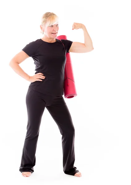 Strong model with arm curl — Stock Photo, Image