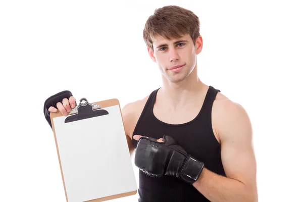 Modelo con tablero de puntuación en blanco — Foto de Stock