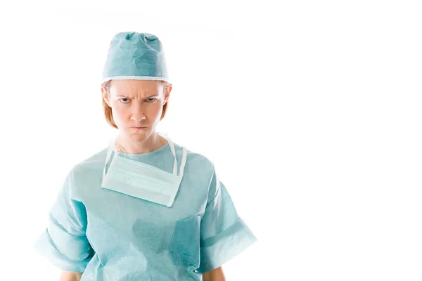 Female doctor upset and worried — Stock Photo, Image