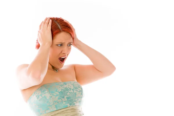 Modello stressato tirando i capelli — Foto Stock