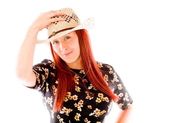 Red hair cowgirl — Stock Photo, Image