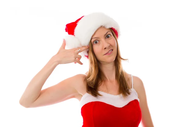 Woman with hand gun gesture — Stock Photo, Image