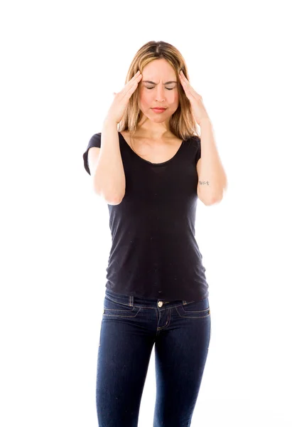 Model with confused headache — Stock Photo, Image
