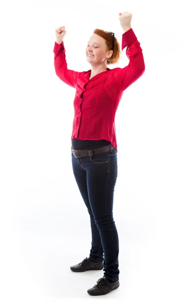 Model screaming with fists up — Stock Photo, Image