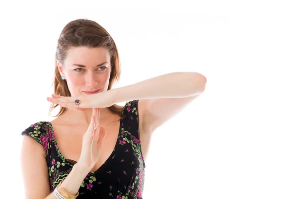 Model gesturing break sign — Stock Photo, Image