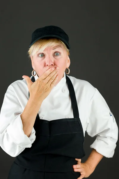 Model covering mouth by hand — Stock Photo, Image