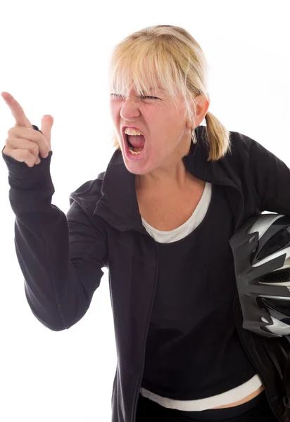 Model uitbrander met vinger — Stockfoto