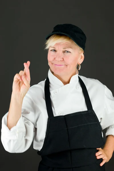 Model with fingers crossed for luck — Stock Photo, Image