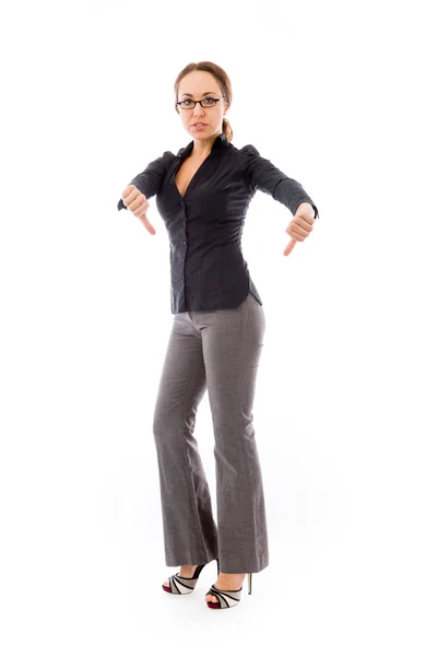 Businesswoman showing thumbs down — Stock Photo, Image