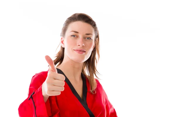 Model isolated positive attitude thumbs up — Stock Photo, Image