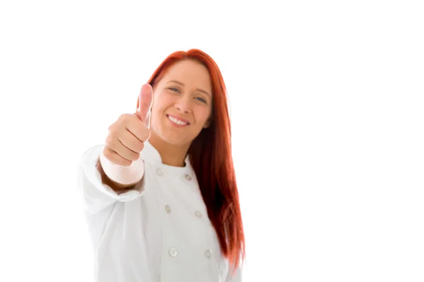 Model gesturing thumb up — Stock Photo, Image