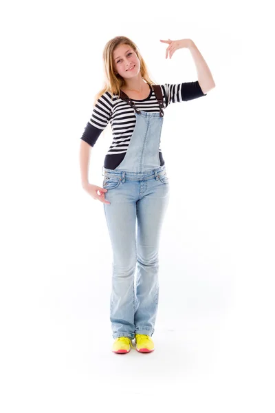 Model pointing to herself — Stock Photo, Image