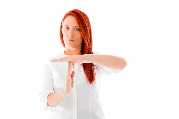 Model gesturing break sign — Stock Photo, Image