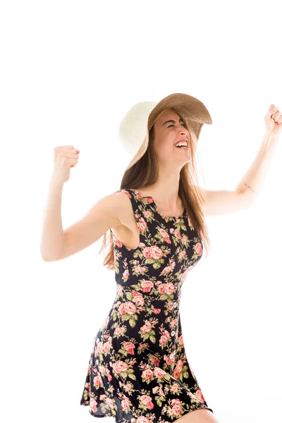 Model screaming with fists up — Stock Photo, Image