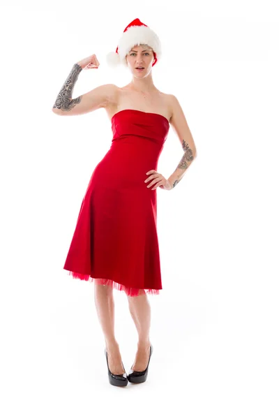 Strong model with arm curl — Stock Photo, Image