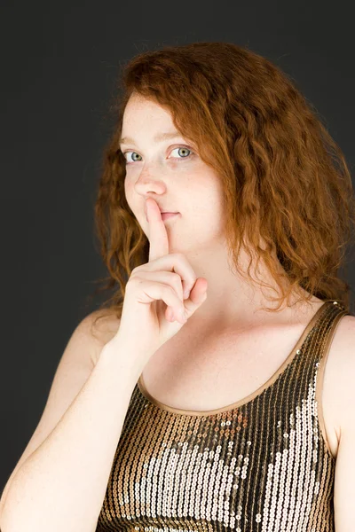 Model with finger on lips — Stock Photo, Image