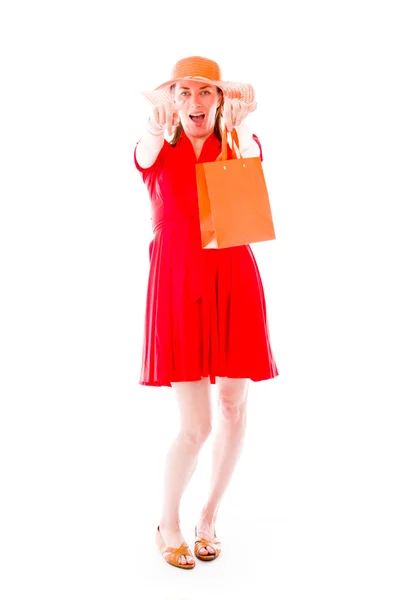 Model pointing to camera by fingers — Stock Photo, Image