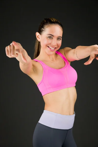 Model pointing to camera with fingers — Stock Photo, Image