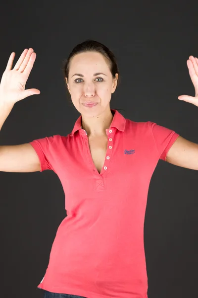 Model gebaren stopbord — Stockfoto