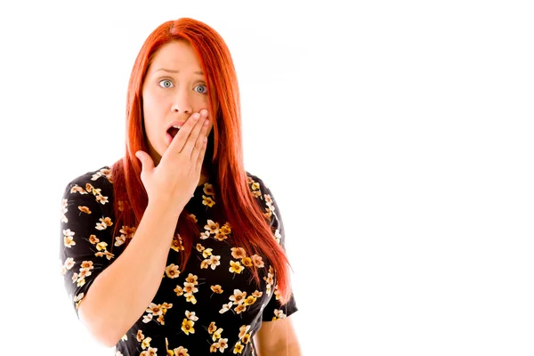 Model covering her mouth — Stock Photo, Image