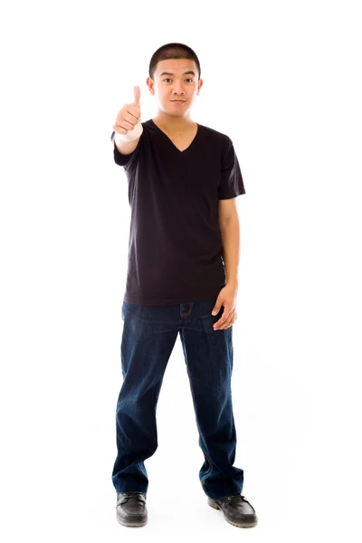 Model gesturing  thumb up — Stock Photo, Image