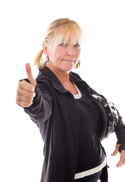 Model with thumb up sign — Stock Photo, Image