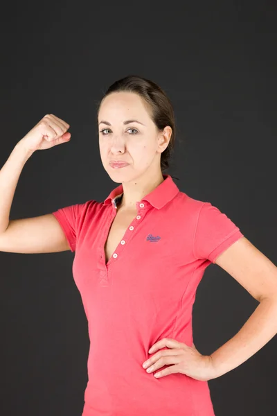 Strong model with arm curl — Stock Photo, Image